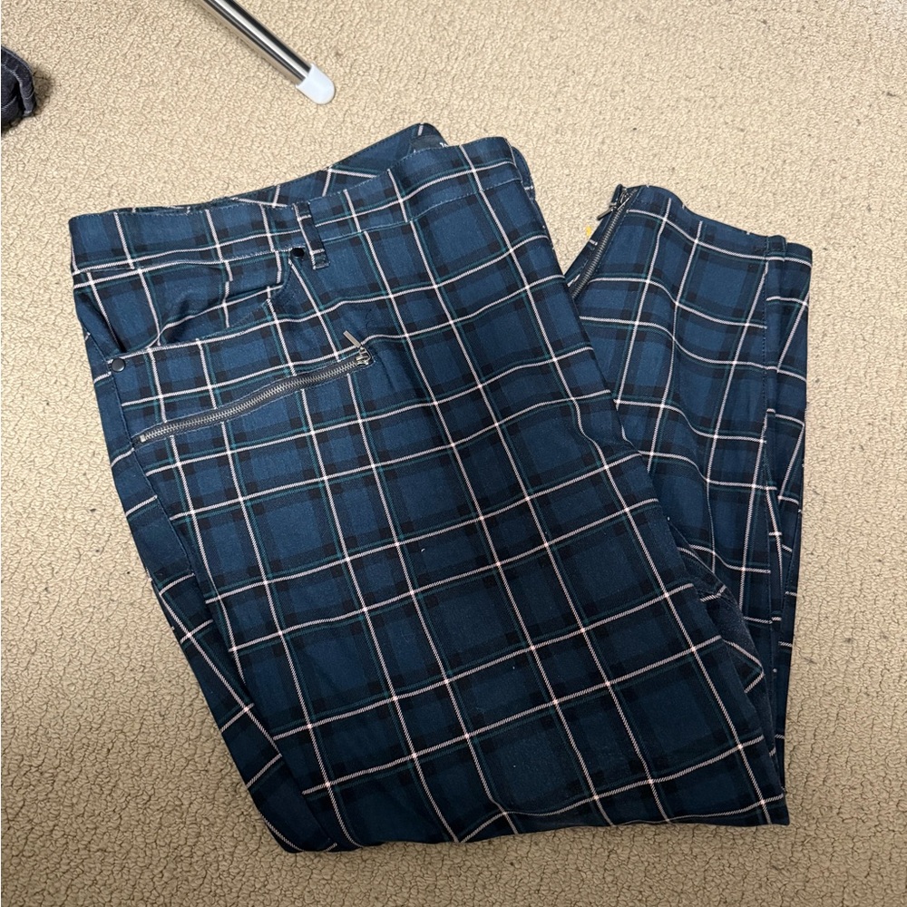 Torrid Navy and Green Plaid Capris